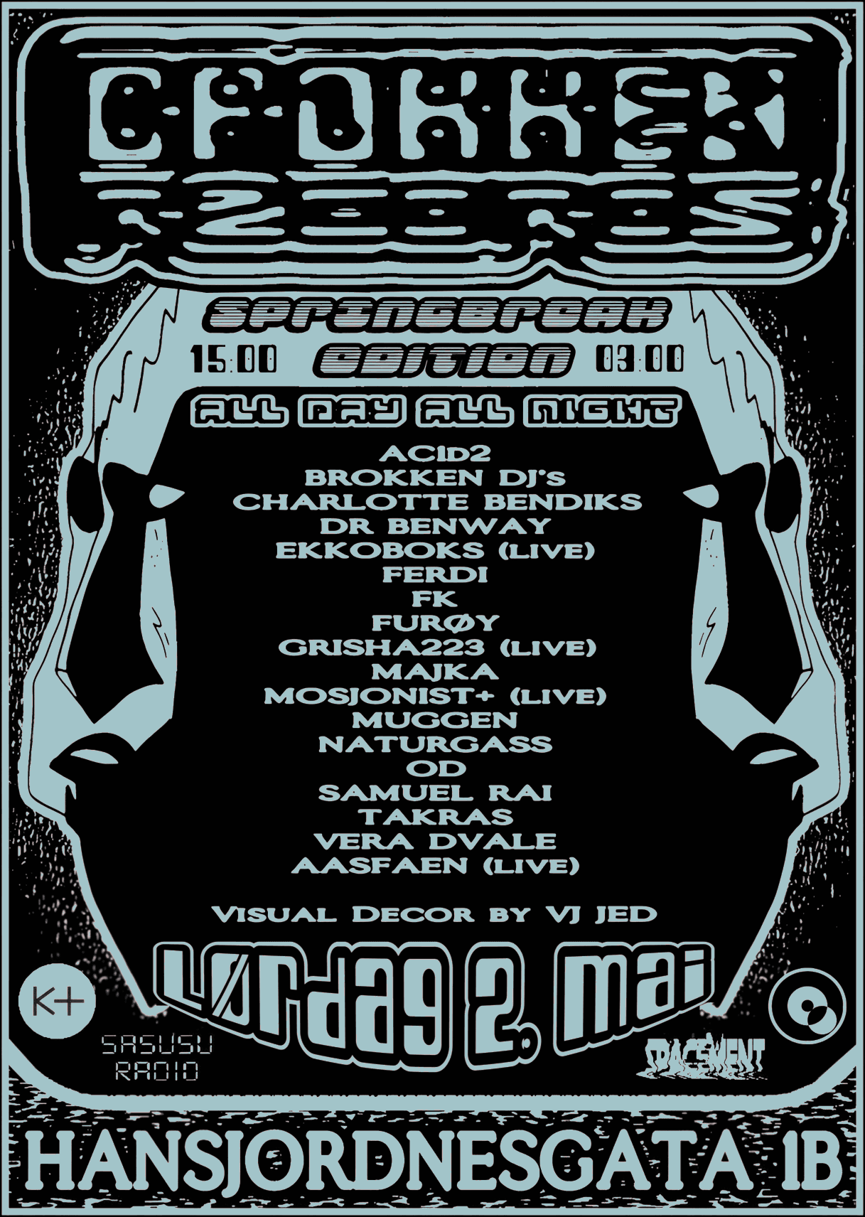 Poster for Brokken Basement Bonanza. Graphic Design by Guse