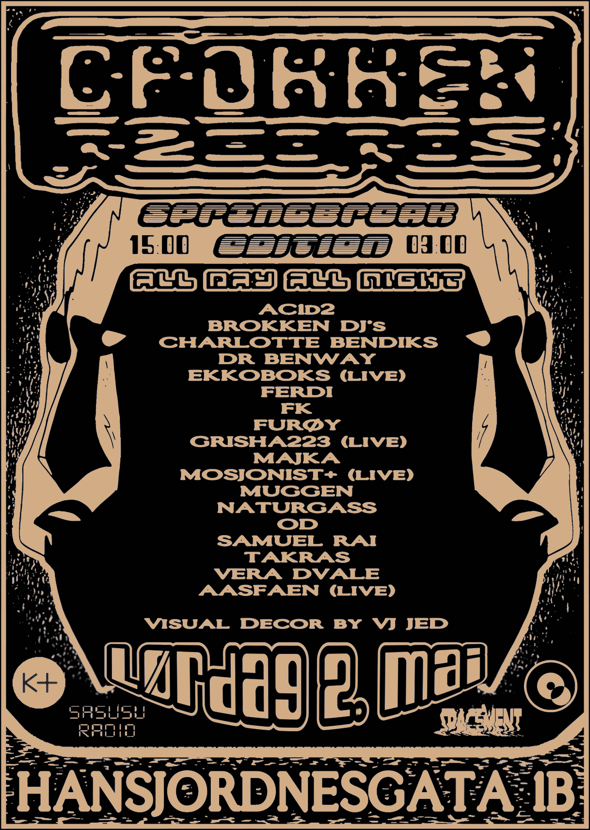 Poster for Brokken Basement Bonanza. Graphic Design by Guse
